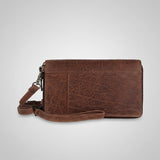 Spaghetti Western Swc454Brn Wallet Vintage Handmade Drum Dyed Genuine European Cowhide Leather Women Bag Western Handbag Purse