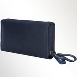 Spaghetti Western Swc433Blu Coin Purse Vintage Handmade Drum Dyed Genuine European Cowhide Leather Women Bag Western Handbag Purse