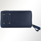 Spaghetti Western Swc433Blu Coin Purse Vintage Handmade Drum Dyed Genuine European Cowhide Leather Women Bag Western Handbag Purse