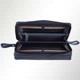 Spaghetti Western Swc433Blu Coin Purse Vintage Handmade Drum Dyed Genuine European Cowhide Leather Women Bag Western Handbag Purse