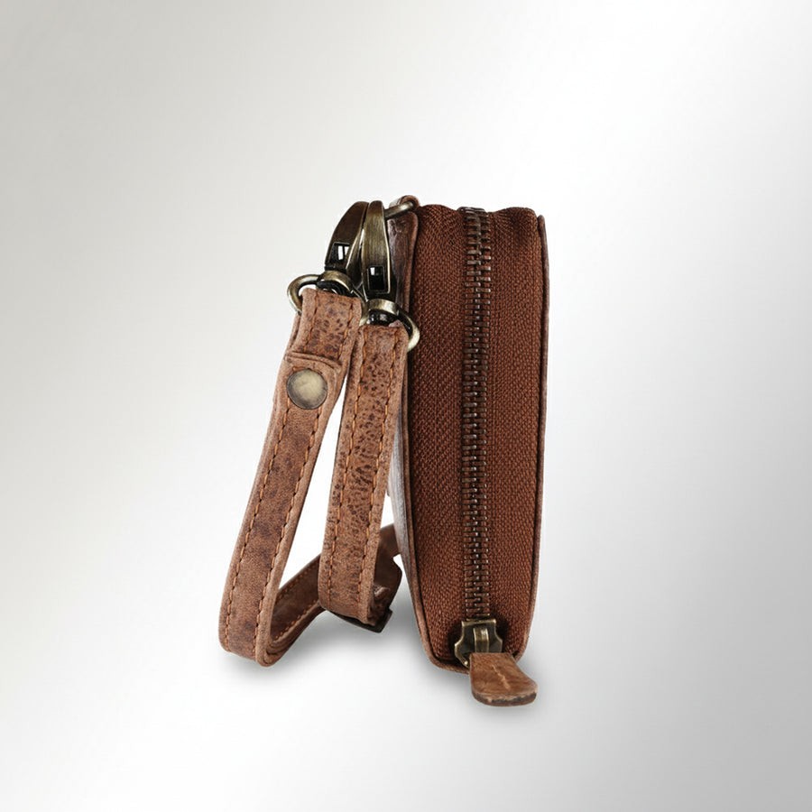 Spaghetti Western Swc455Brn Wallet Vintage Handmade Drum Dyed Genuine European Cowhide Leather Women Bag Western Handbag Purse