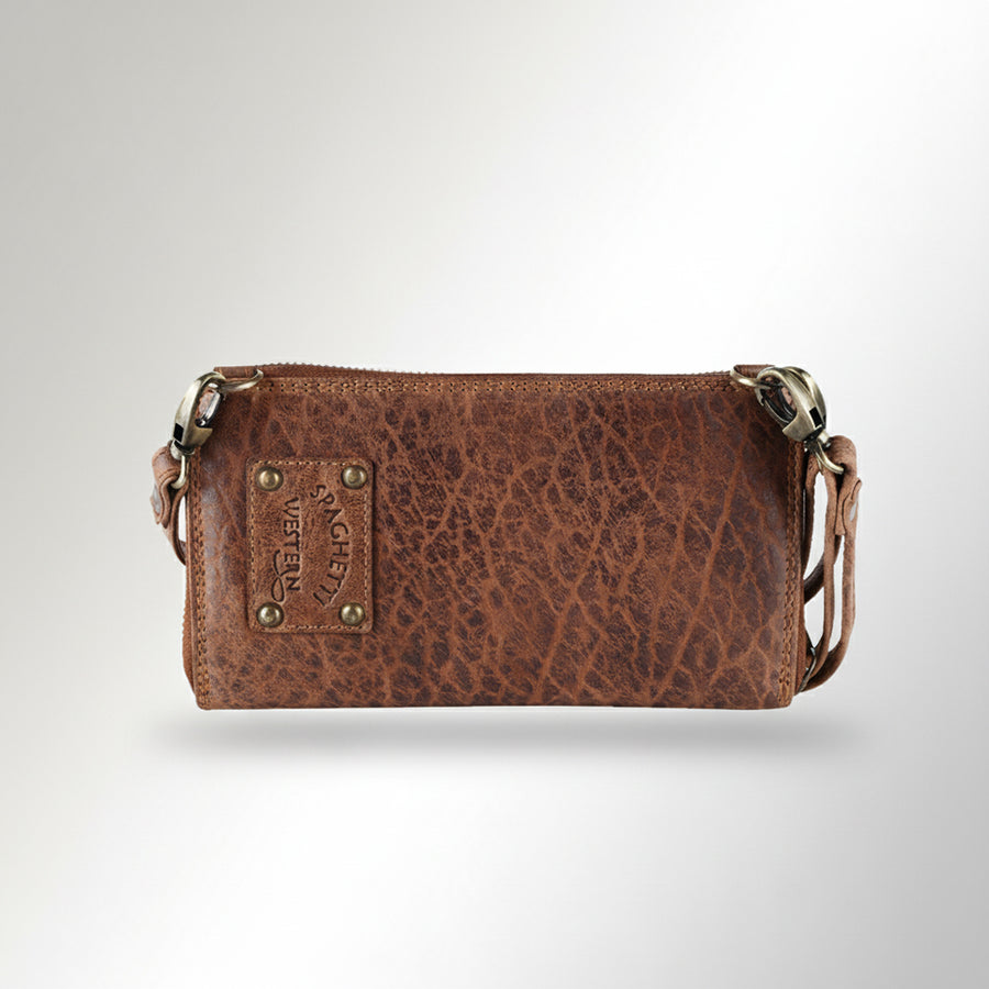 Spaghetti Western Swc455Brn Wallet Vintage Handmade Drum Dyed Genuine European Cowhide Leather Women Bag Western Handbag Purse
