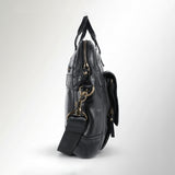 Spaghetti Western Swc417Blk Briefcase Vintage Handmade Drum Dyed Genuine European Cowhide Leather Women Bag Western Handbag Purse