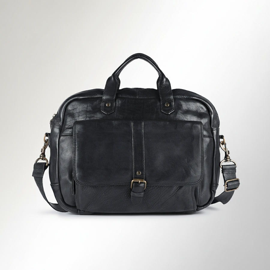Spaghetti Western Swc417Blk Briefcase Vintage Handmade Drum Dyed Genuine European Cowhide Leather Women Bag Western Handbag Purse