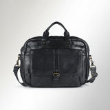 Spaghetti Western Swc417Blk Briefcase Vintage Handmade Drum Dyed Genuine European Cowhide Leather Women Bag Western Handbag Purse