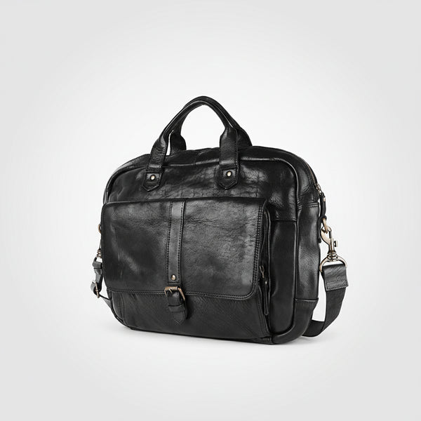 Spaghetti W. Swc417Blk Briefcase Vintage Handmade Drum Dyed Genuine by Hilason – Cowboy and equestrian accessories
