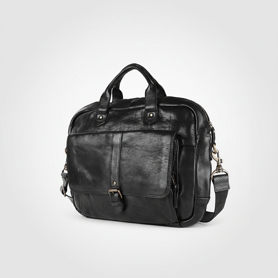 Spaghetti W. Swc417Blk Briefcase Vintage Handmade Drum Dyed Genuine by Hilason – Cowboy and equestrian accessories