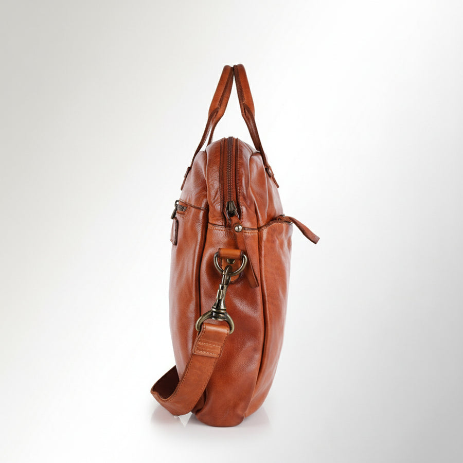 Spaghetti Western Swc415Tan Briefcase Vintage Handmade Drum Dyed Genuine European Cowhide Leather Women Bag Western Handbag Purse