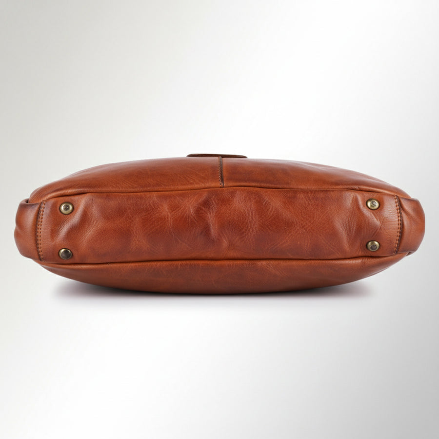 Spaghetti Western Swc415Tan Briefcase Vintage Handmade Drum Dyed Genuine European Cowhide Leather Women Bag Western Handbag Purse