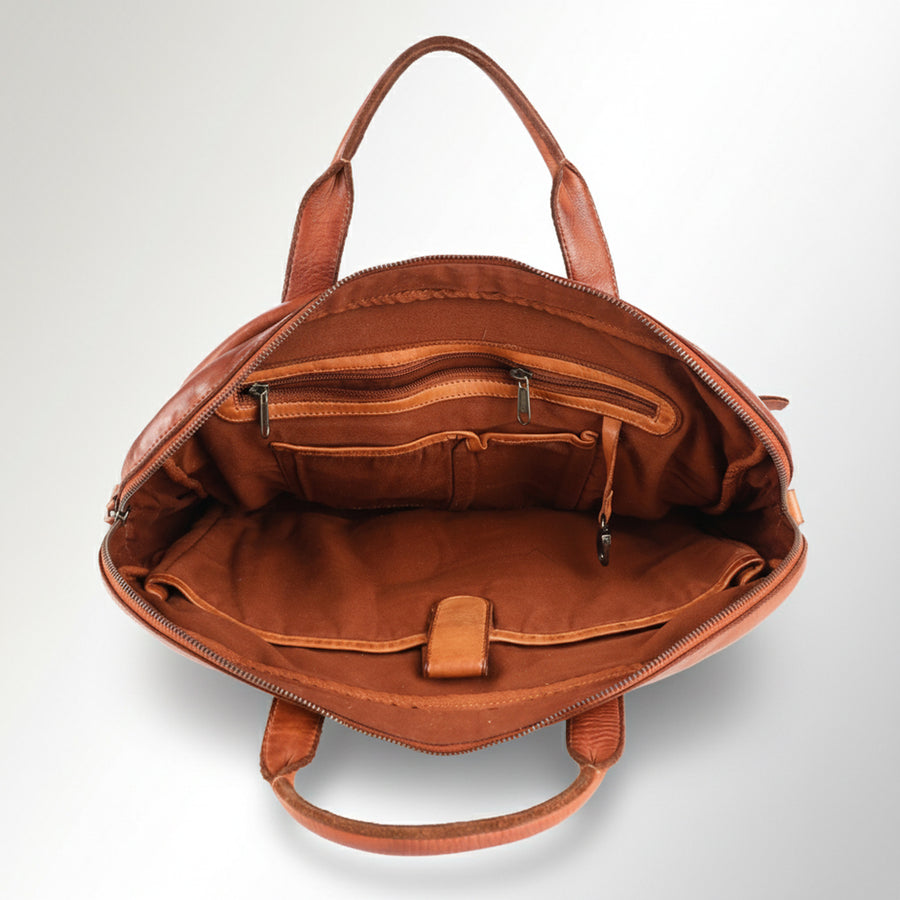 Spaghetti Western Swc415Tan Briefcase Vintage Handmade Drum Dyed Genuine European Cowhide Leather Women Bag Western Handbag Purse