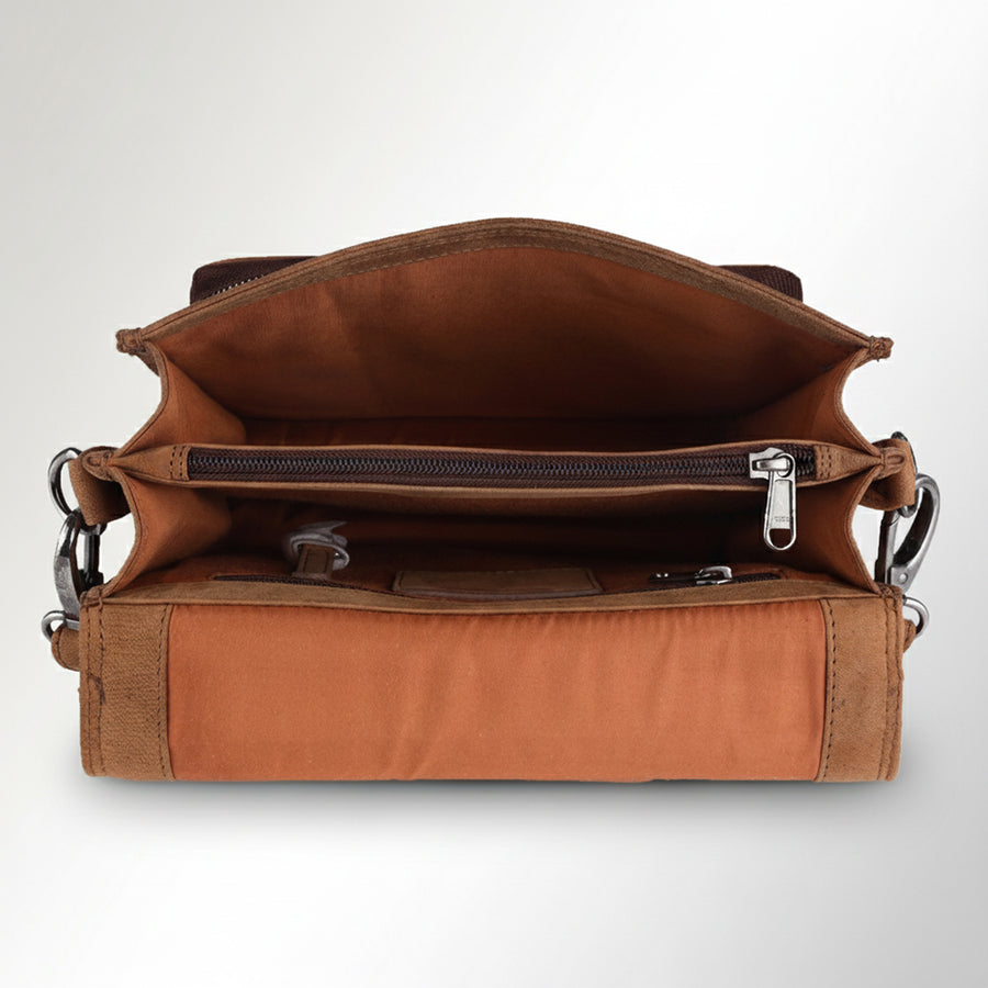 Spaghetti Western Swc423Brn Briefcase Vintage Handmade Drum Dyed Genuine European Cowhide Leather Women Bag Western Handbag Purse