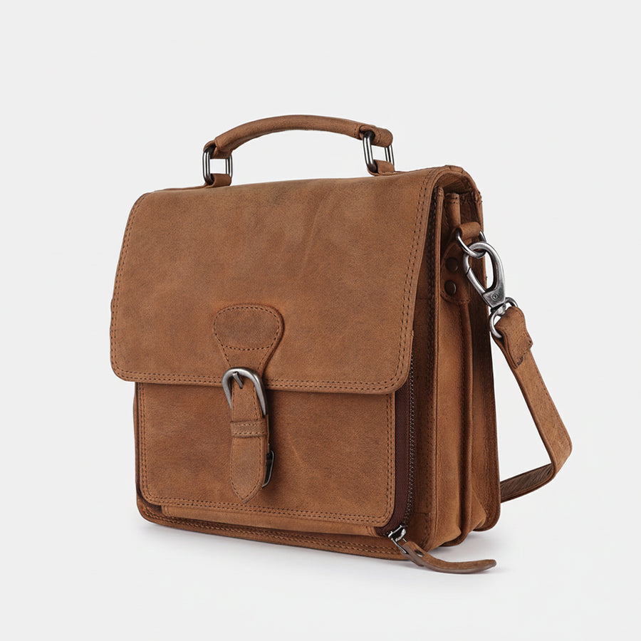 Spaghetti W. Swc423Brn Briefcase Vintage Handmade Drum Dyed Genuine by Hilason – Cowboy and equestrian accessories