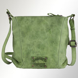 Spaghetti Western Swc461Grn Cross Body I Vintage Handmade Drum Dyed Genuine European Cowhide Leather Women Bag Western Handbag Purse