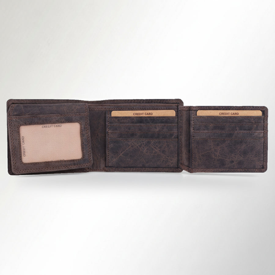Spaghetti Western Swc457Dkbrn Wallet Vintage Handmade Drum Dyed Genuine European Cowhide Leather Women Bag Western Handbag Purse