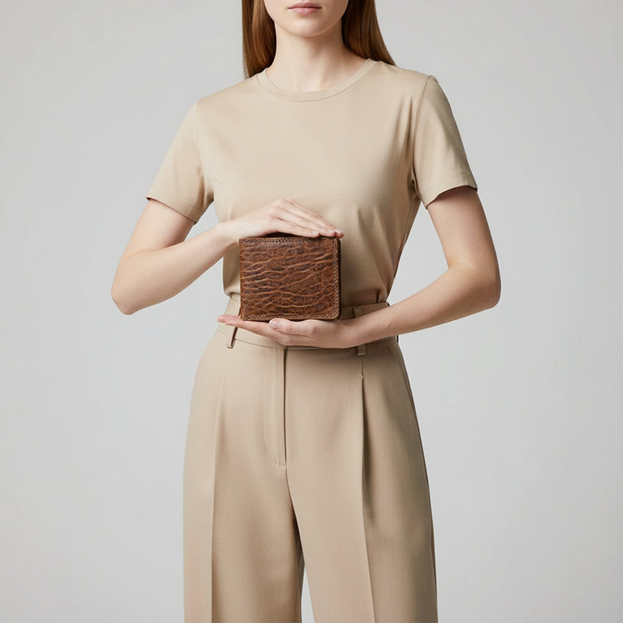 Spaghetti Western Swc452Brn Wallet Vintage Handmade Drum Dyed Genuine European Cowhide Leather Women Bag Western Handbag Purse