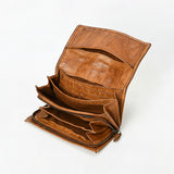 Spaghetti Western Swc446Tan Wallet Vintage Handmade Drum Dyed Genuine European Cowhide Leather Women Bag Western Handbag Purse