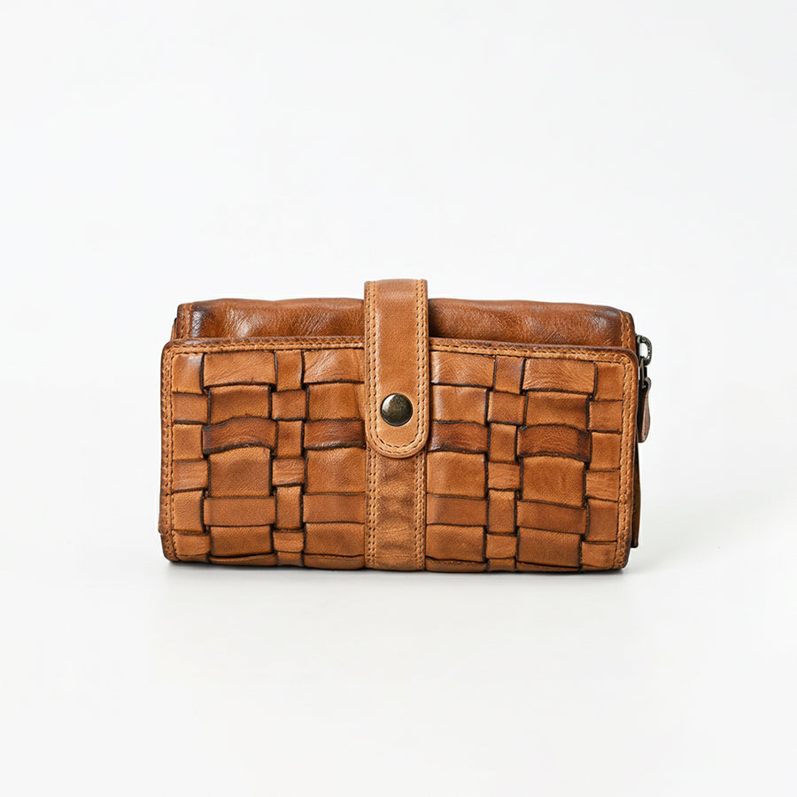 Spaghetti Western Swc446Tan Wallet Vintage Handmade Drum Dyed Genuine European Cowhide Leather Women Bag Western Handbag Purse
