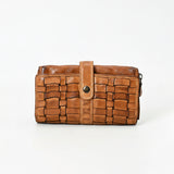 Spaghetti Western Swc446Tan Wallet Vintage Handmade Drum Dyed Genuine European Cowhide Leather Women Bag Western Handbag Purse