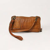 Spaghetti Western Swc448Tan Wallet Vintage Handmade Drum Dyed Genuine European Cowhide Leather Women Bag Western Handbag Purse