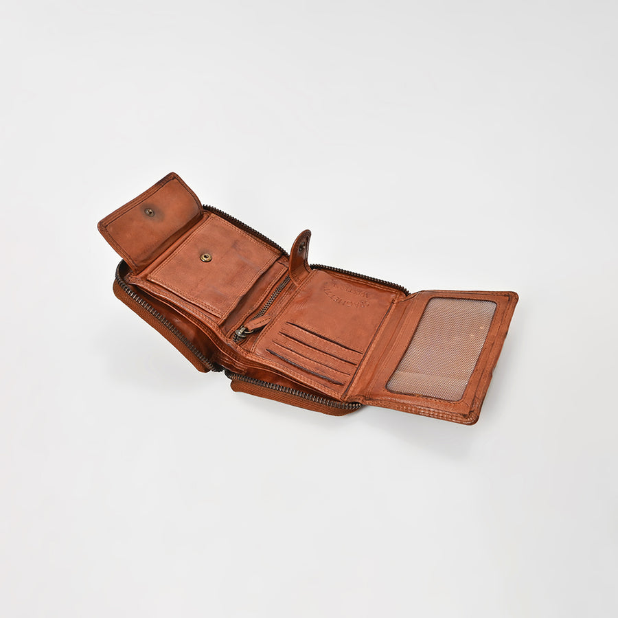 Spaghetti Western Swc441Cg Wallet Vintage Handmade Drum Dyed Genuine European Cowhide Leather Women Bag Western Handbag Purse