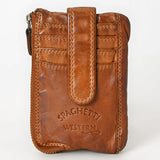 Spaghetti Western Swc436Tan Coin Purse Vintage Handmade Drum Dyed Genuine European Cowhide Leather Women Bag Western Handbag Purse