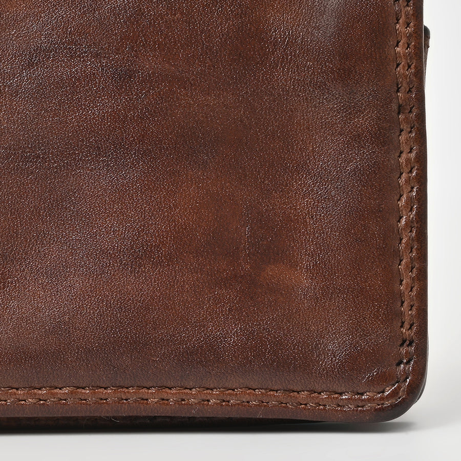 Spaghetti Western Swc445Brn Card-Holder Vintage Handmade Drum Dyed Genuine European Cowhide Leather Women Bag Western Handbag Purse