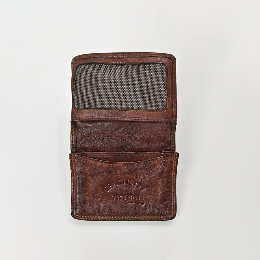 Spaghetti Western Swc445Brn Card-Holder Vintage Handmade Drum Dyed Genuine European Cowhide Leather Women Bag Western Handbag Purse