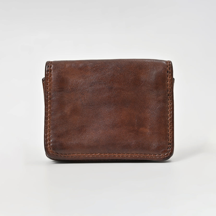 Spaghetti Western Swc445Brn Card-Holder Vintage Handmade Drum Dyed Genuine European Cowhide Leather Women Bag Western Handbag Purse
