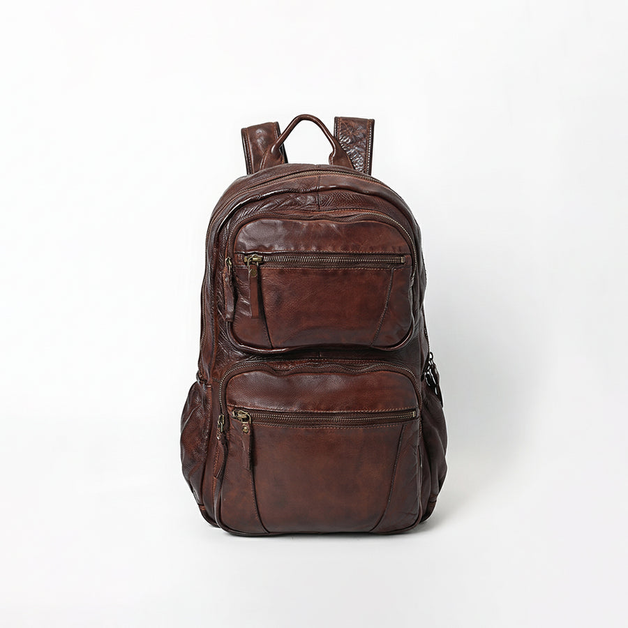 Spaghetti Western Swc414Brn Backpack Vintage Handmade Drum Dyed Genuine European Cowhide Leather Women Bag Western Handbag Purse