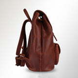 Spaghetti Western Swc425Dkbrn Backpack Vintage Handmade Drum Dyed Genuine European Cowhide Leather Women Bag Western Handbag Purse