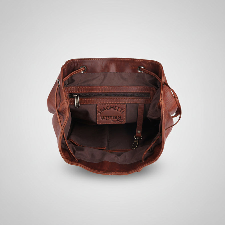 Spaghetti Western Swc425Dkbrn Backpack Vintage Handmade Drum Dyed Genuine European Cowhide Leather Women Bag Western Handbag Purse