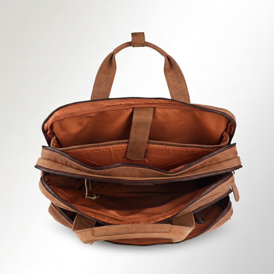 Spaghetti Western Swc422Brn Briefcase Vintage Handmade Drum Dyed Genuine European Cowhide Leather Women Bag Western Handbag Purse