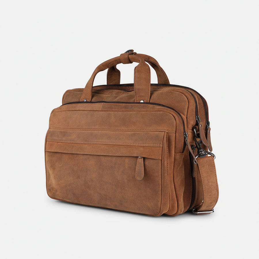 Spaghetti W. Swc422Brn Briefcase Vintage Handmade Drum Dyed Genuine by Hilason – Cowboy and equestrian accessories