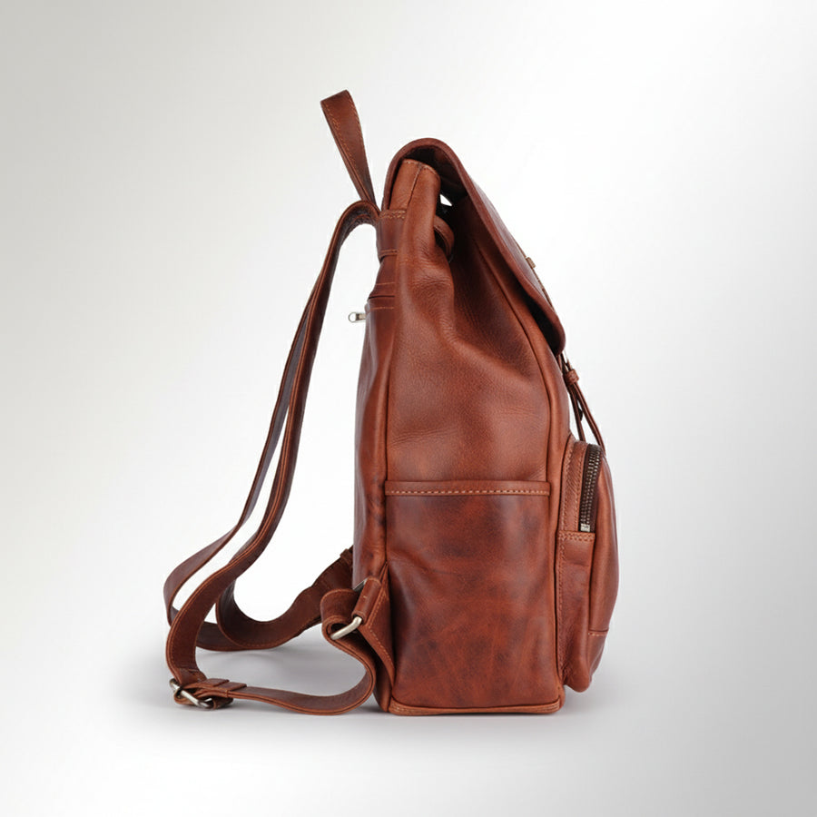 Spaghetti Western Swc427Tbrn Backpack Vintage Handmade Drum Dyed Genuine European Cowhide Leather Women Bag Western Handbag Purse