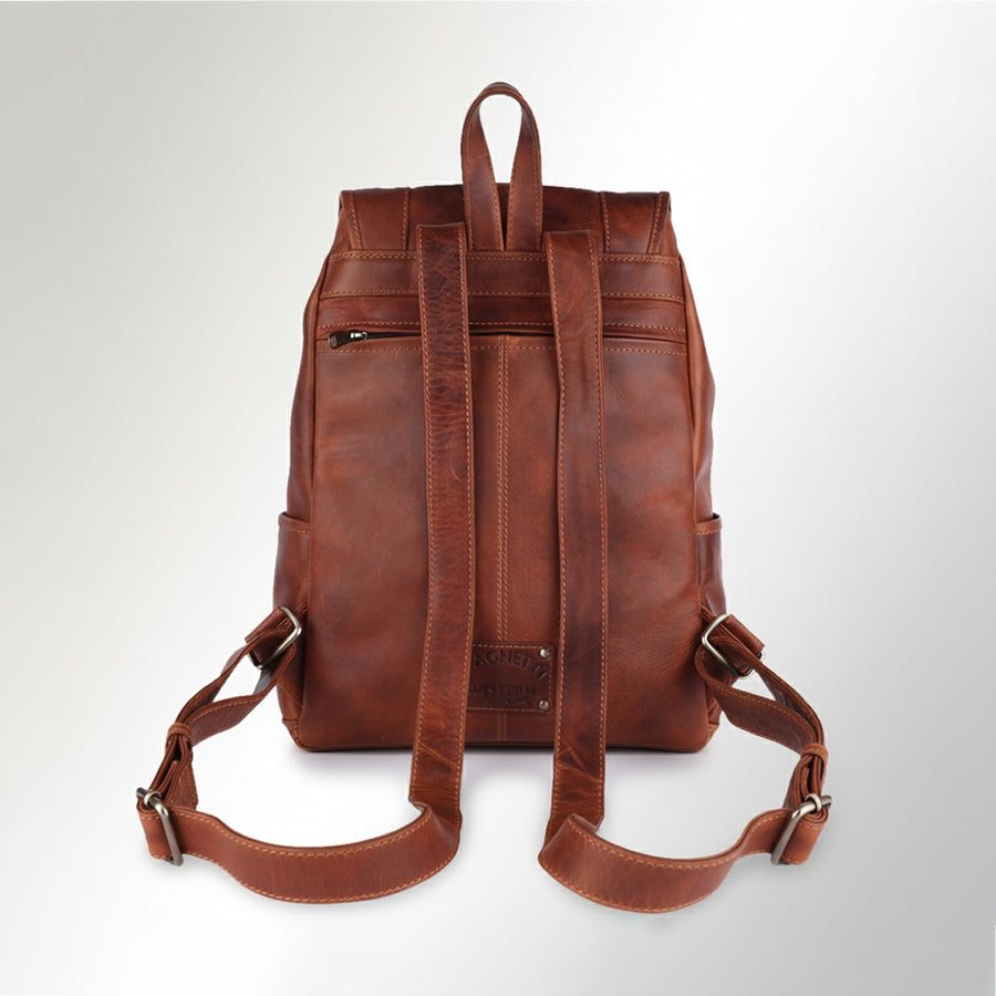 Spaghetti Western Swc427Tbrn Backpack Vintage Handmade Drum Dyed Genuine European Cowhide Leather Women Bag Western Handbag Purse
