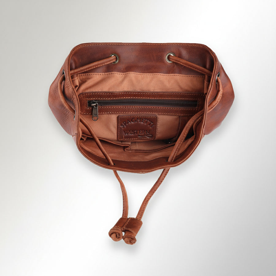 Spaghetti Western Swc427Tbrn Backpack Vintage Handmade Drum Dyed Genuine European Cowhide Leather Women Bag Western Handbag Purse