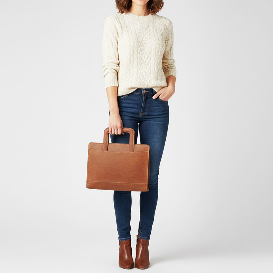 Spaghetti Western Swc420Brn Briefcase Vintage Handmade Drum Dyed Genuine European Cowhide Leather Women Bag Western Handbag Purse