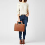 Spaghetti Western Swc420Brn Briefcase Vintage Handmade Drum Dyed Genuine European Cowhide Leather Women Bag Western Handbag Purse