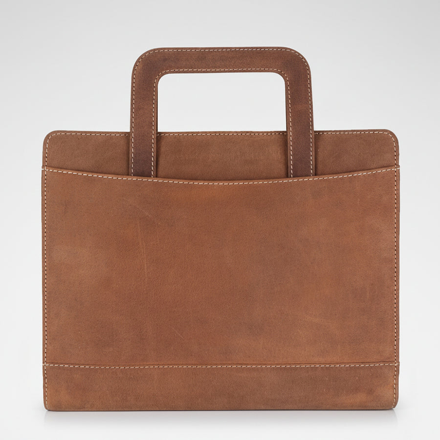 Spaghetti Western Swc420Brn Briefcase Vintage Handmade Drum Dyed Genuine European Cowhide Leather Women Bag Western Handbag Purse