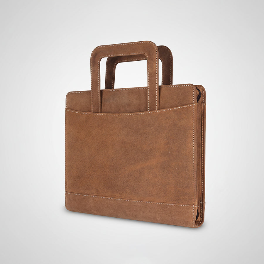 Spaghetti W. Swc420Brn Briefcase Vintage Handmade Drum Dyed Genuine by Hilason – Cowboy and equestrian accessories