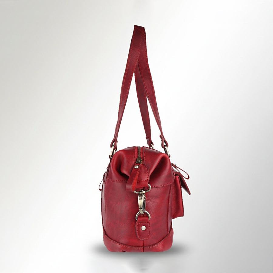 Spaghetti Western Swc430Rd Tote Vintage Handmade Drum Dyed Genuine European Cowhide Leather Women Bag Western Handbag Purse