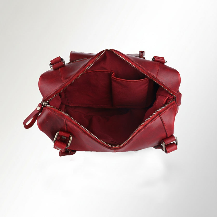 Spaghetti Western Swc430Rd Tote Vintage Handmade Drum Dyed Genuine European Cowhide Leather Women Bag Western Handbag Purse