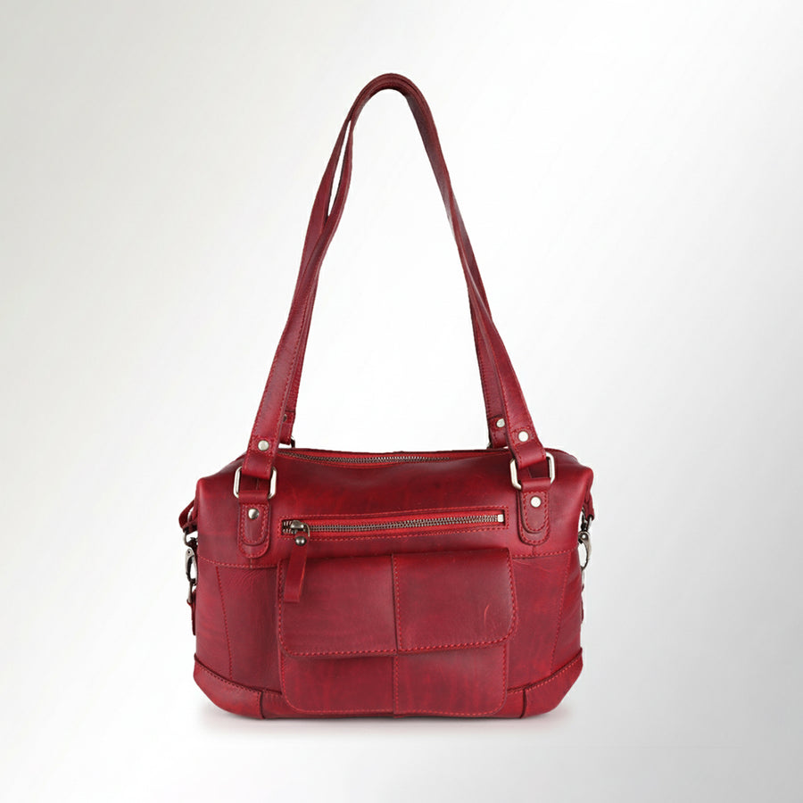 Spaghetti Western Swc430Rd Tote Vintage Handmade Drum Dyed Genuine European Cowhide Leather Women Bag Western Handbag Purse