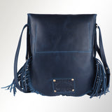 Spaghetti Western Swc429Blu Large Crossbody Vintage Handmade Drum Dyed Genuine European Cowhide Leather Women Bag Western Handbag Purse