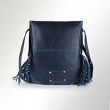 Spaghetti Western Swc429Blu  Messenger Vintage Handmade Drum Dyed Genuine European Cowhide Leather Women Bag Western Handbag Purse