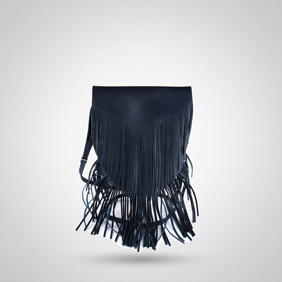 Spaghetti Western Swc429Blu  Messenger Vintage Handmade Drum Dyed Genuine European Cowhide Leather Women Bag Western Handbag Purse