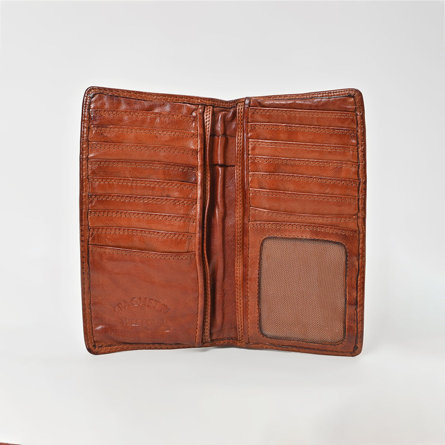 Spaghetti Western Swc437Cg Card-Holder Vintage Handmade Drum Dyed Genuine European Cowhide Leather Women Bag Western Handbag Purse