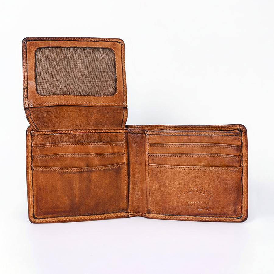Spaghetti Western Swc442Tan Wallet Vintage Handmade Drum Dyed Genuine European Cowhide Leather Women Bag Western Handbag Purse