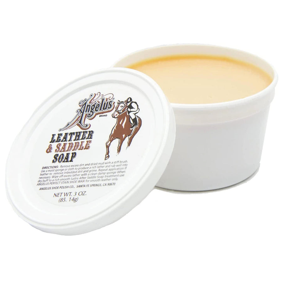 Angelus Leather and Saddle Soap, white container - Uhorse