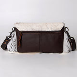 Ohlay Hair-On Leather Crossbody Purse Cactus Inlay White Fringe Handbag